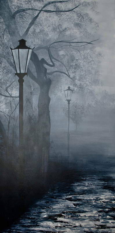 Emily Magone, acrylic painting titles Lamp Post